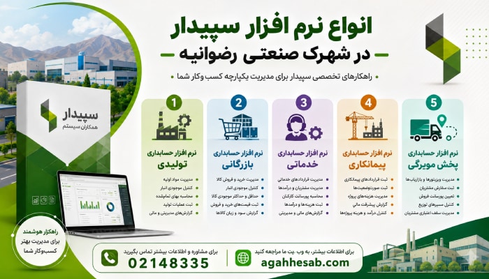 انواع نرم افزار سپیدار در شهرک صنعتی رضوانیه