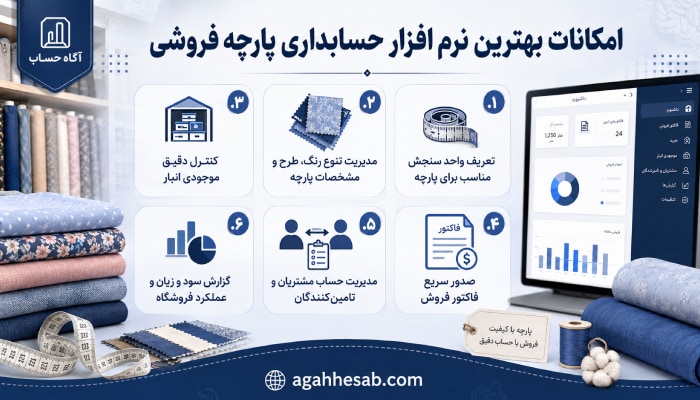 امکانات بهترین نرم افزار حسابداری پارچه فروشی