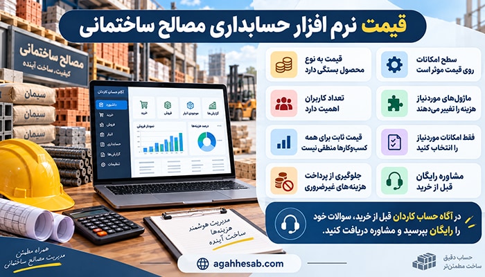 قیمت نرم افزار حسابداری مصالح ساختمانی